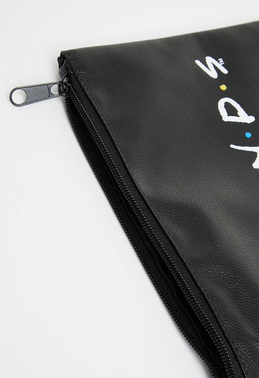 Pop Candy - Friends black pu lrge pencil bag - black 