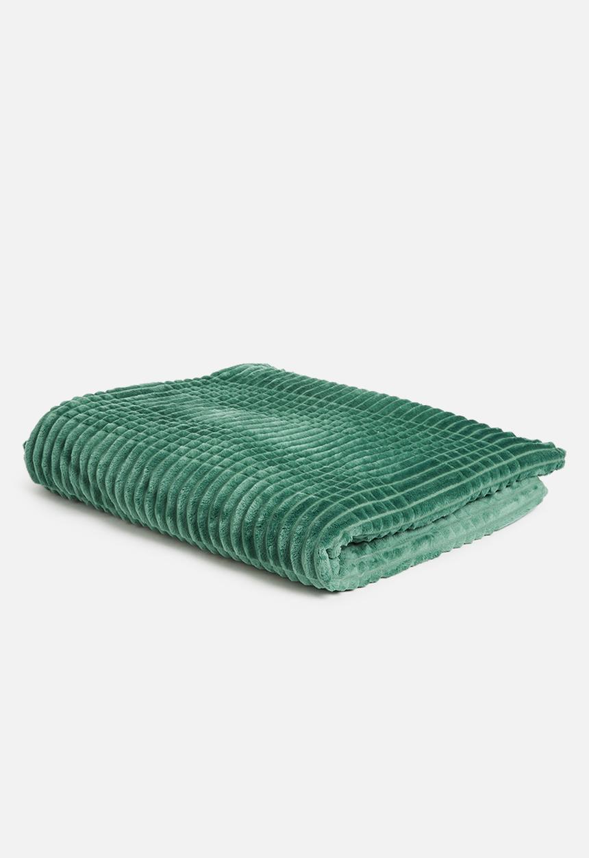 Sixth Floor - Plain ribbed fleece blanket - hunter green