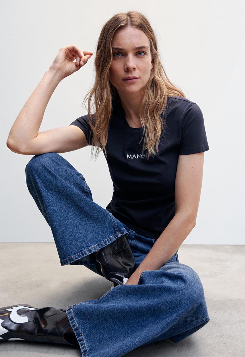 MANGO - T-shirt mangolog-h - navy