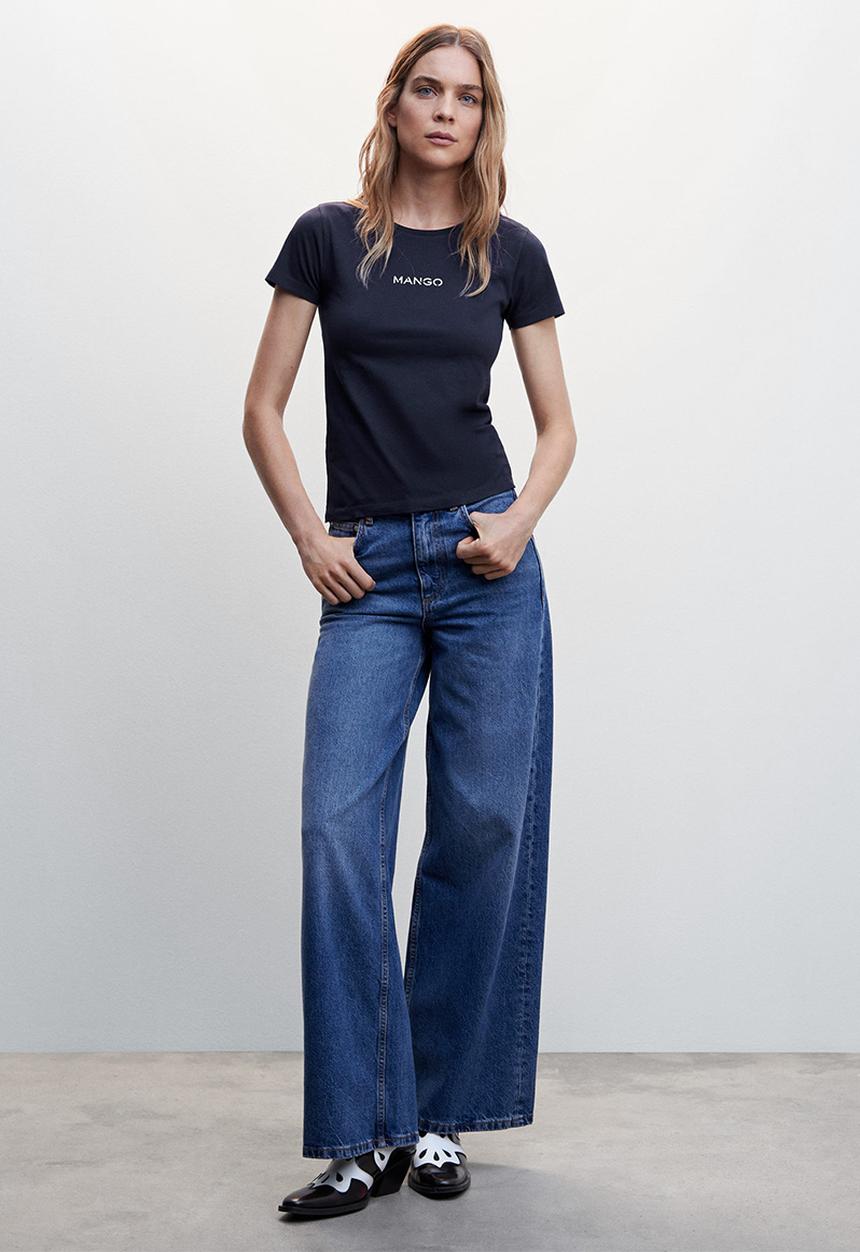 MANGO - T-shirt mangolog-h - navy