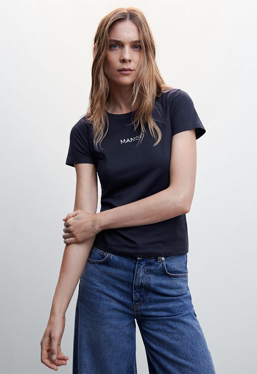 MANGO - T-shirt mangolog-h - navy