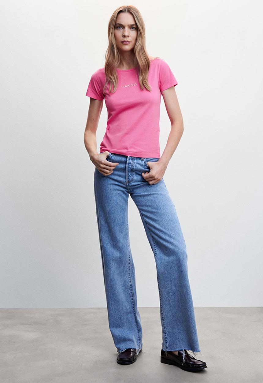 MANGO - T-shirt mangolog-h - pink