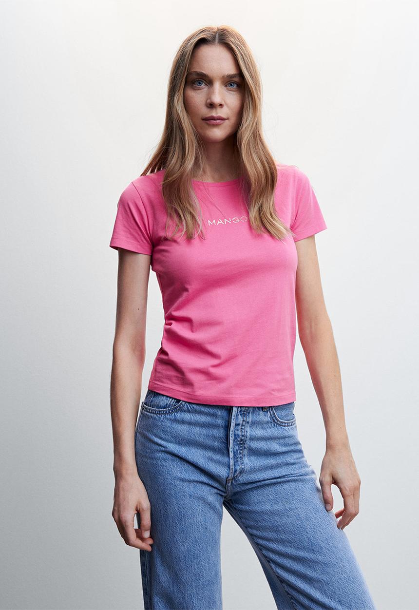 MANGO - T-shirt mangolog-h - pink