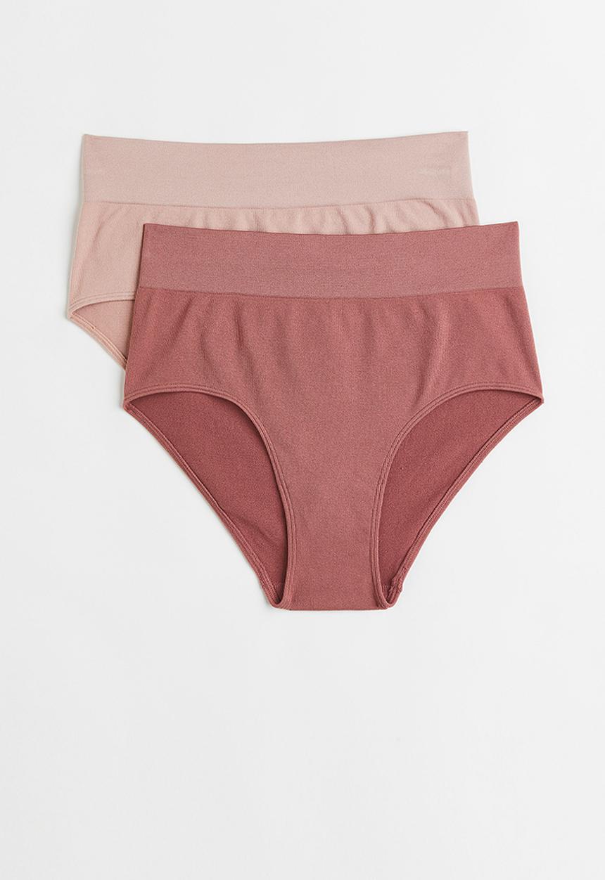 H&M - 2-pack seamless bikini briefs - old rose/pink
