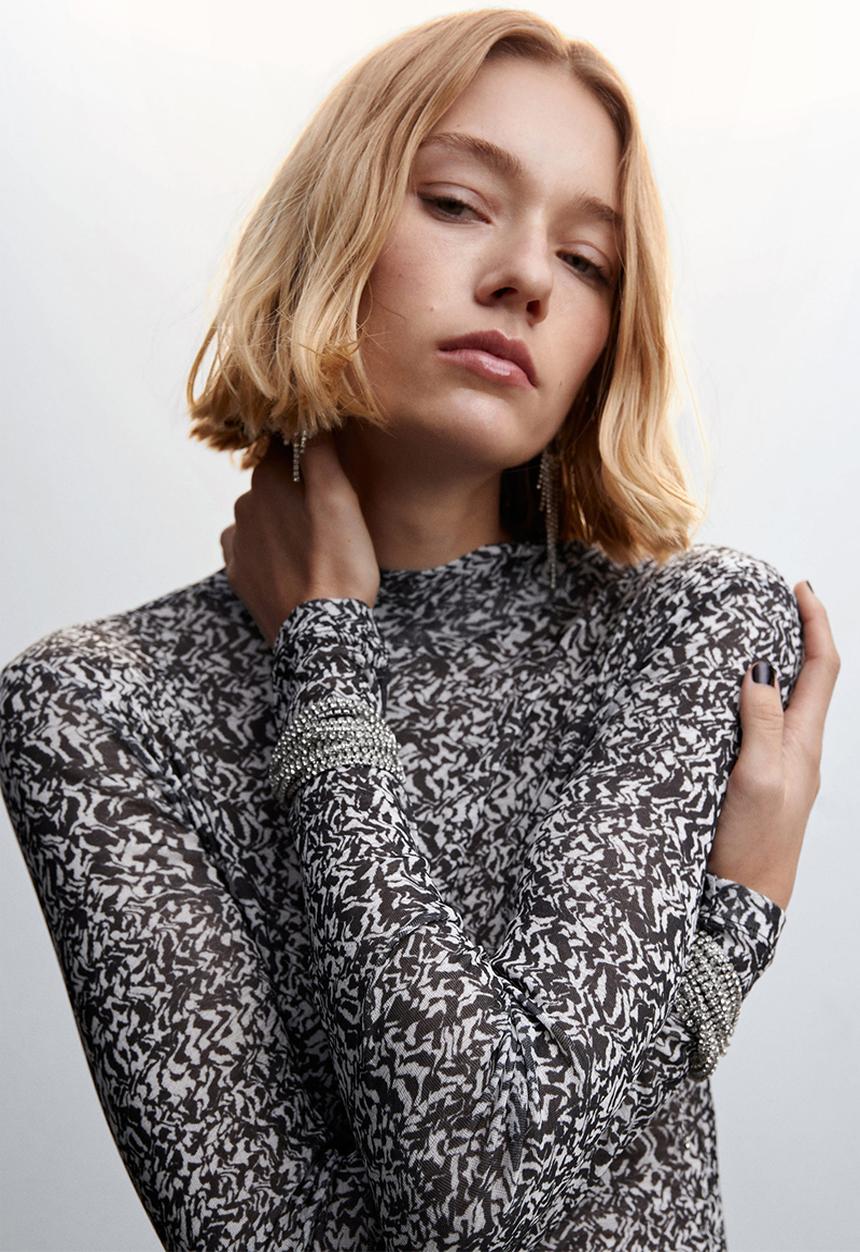 MANGO - T-shirt snow - black