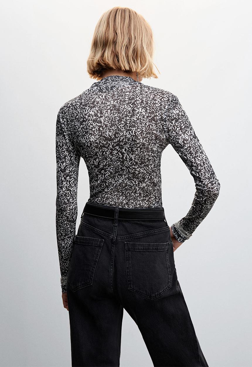 MANGO - T-shirt snow - black