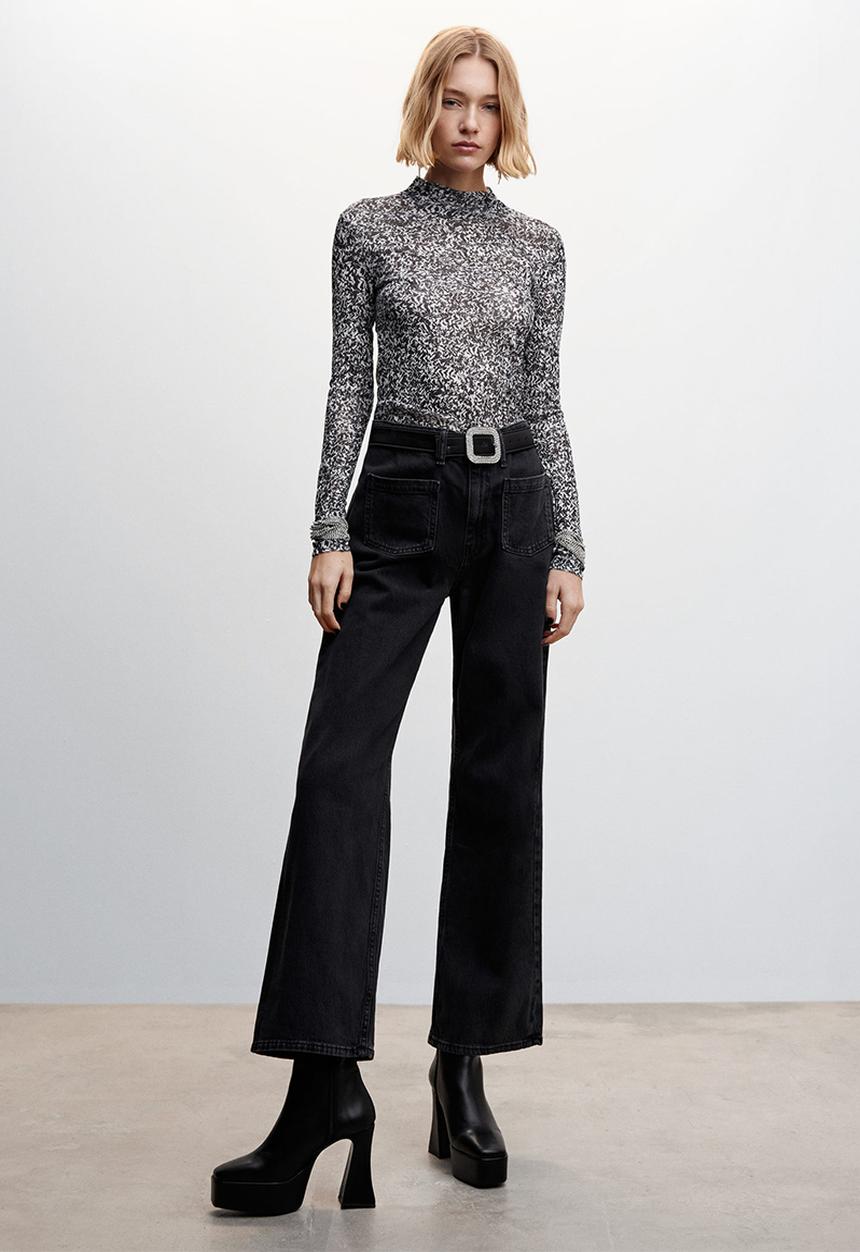MANGO - T-shirt snow - black