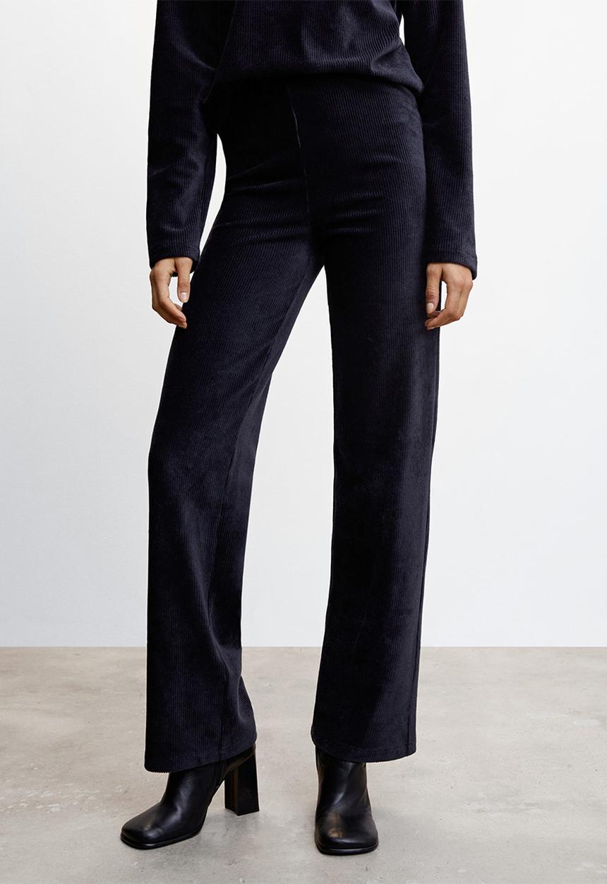 MANGO - Trousers panu - navy