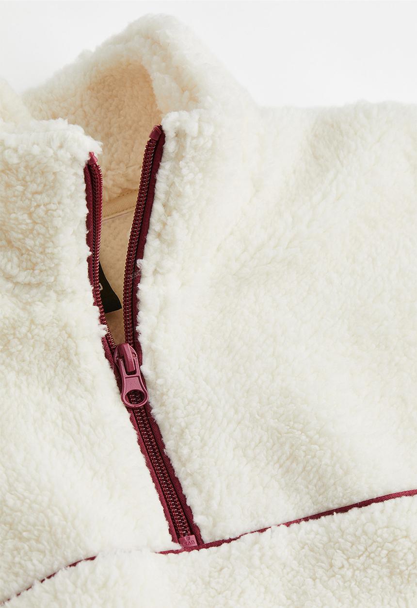 H&M - Zip-top teddy sweatshirt - cream