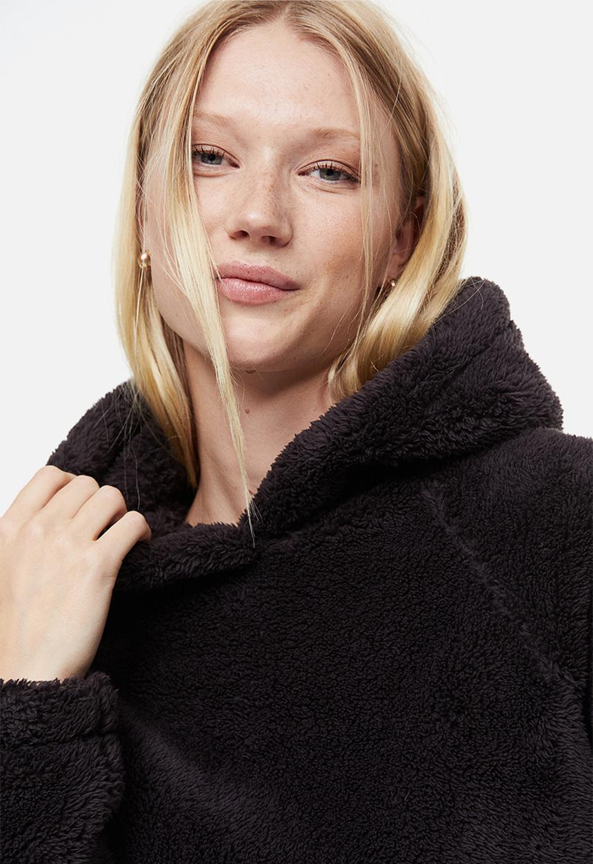 H&M - Teddy hoodie - dark grey