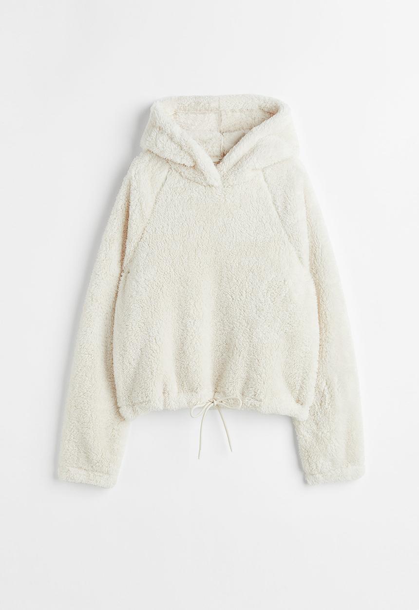 H&M - Teddy hoodie - light beige