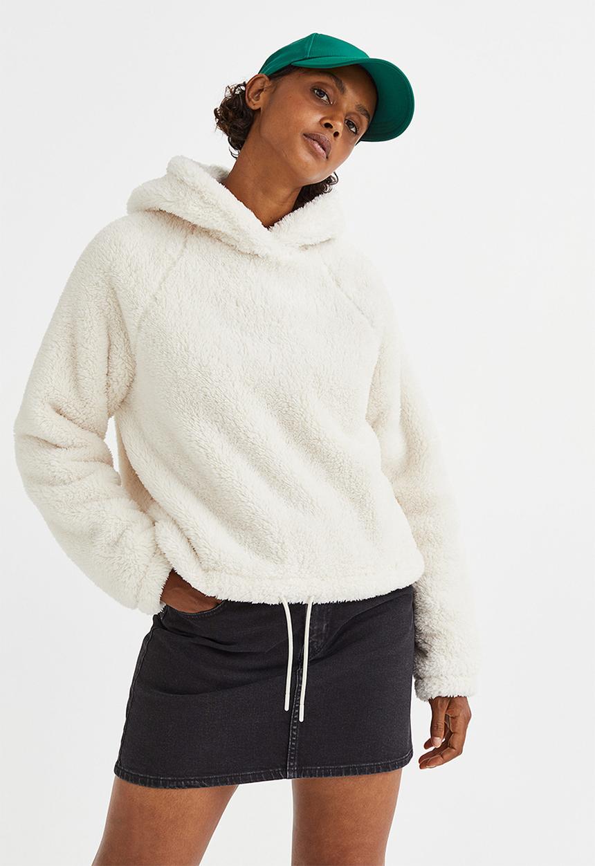 H&M - Teddy hoodie - light beige