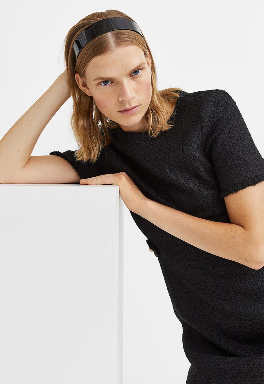H&M - Wool-blend bouclé dress - black