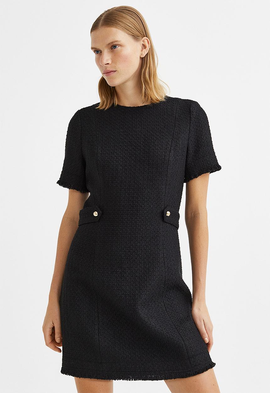 H&M - Wool-blend bouclé dress - black