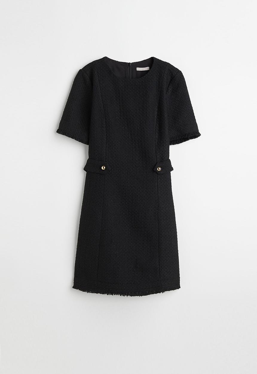 H&M - Wool-blend bouclé dress - black