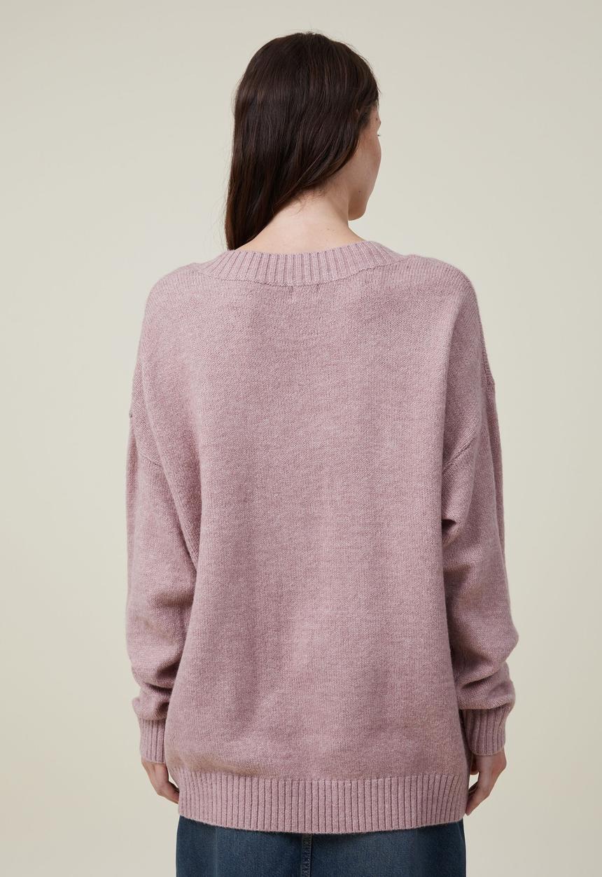 Cotton On - Blondie oversized v-neck pullover - dusty rose marle