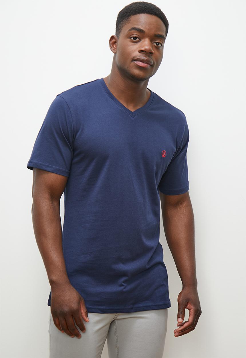 Lark & Crosse - Velo conscious v-neck neck tee w/ chest embroidery - navy