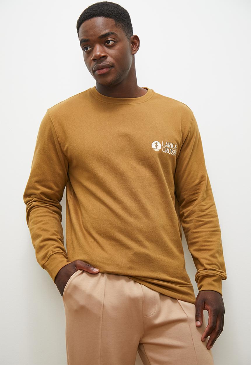 Lark & Crosse - Marco sueded crew neck sweat - taupe