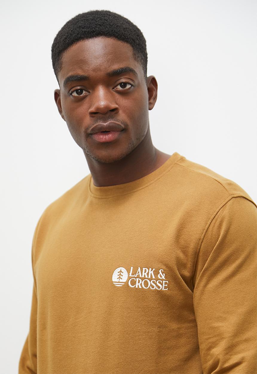 Lark & Crosse - Marco sueded crew neck sweat - taupe