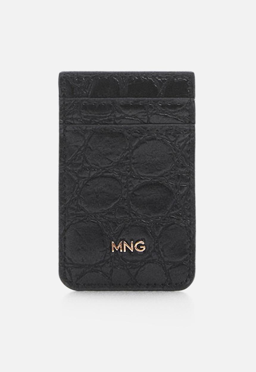 MANGO - Croc-effect card holder - black