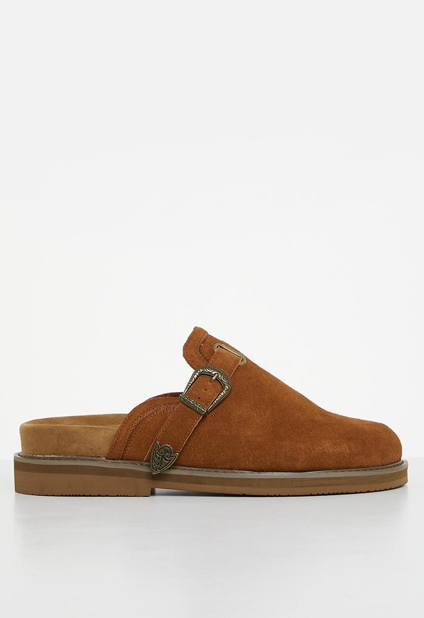 Jonathan D - J outlaw mule genuine suede mule - tobacco