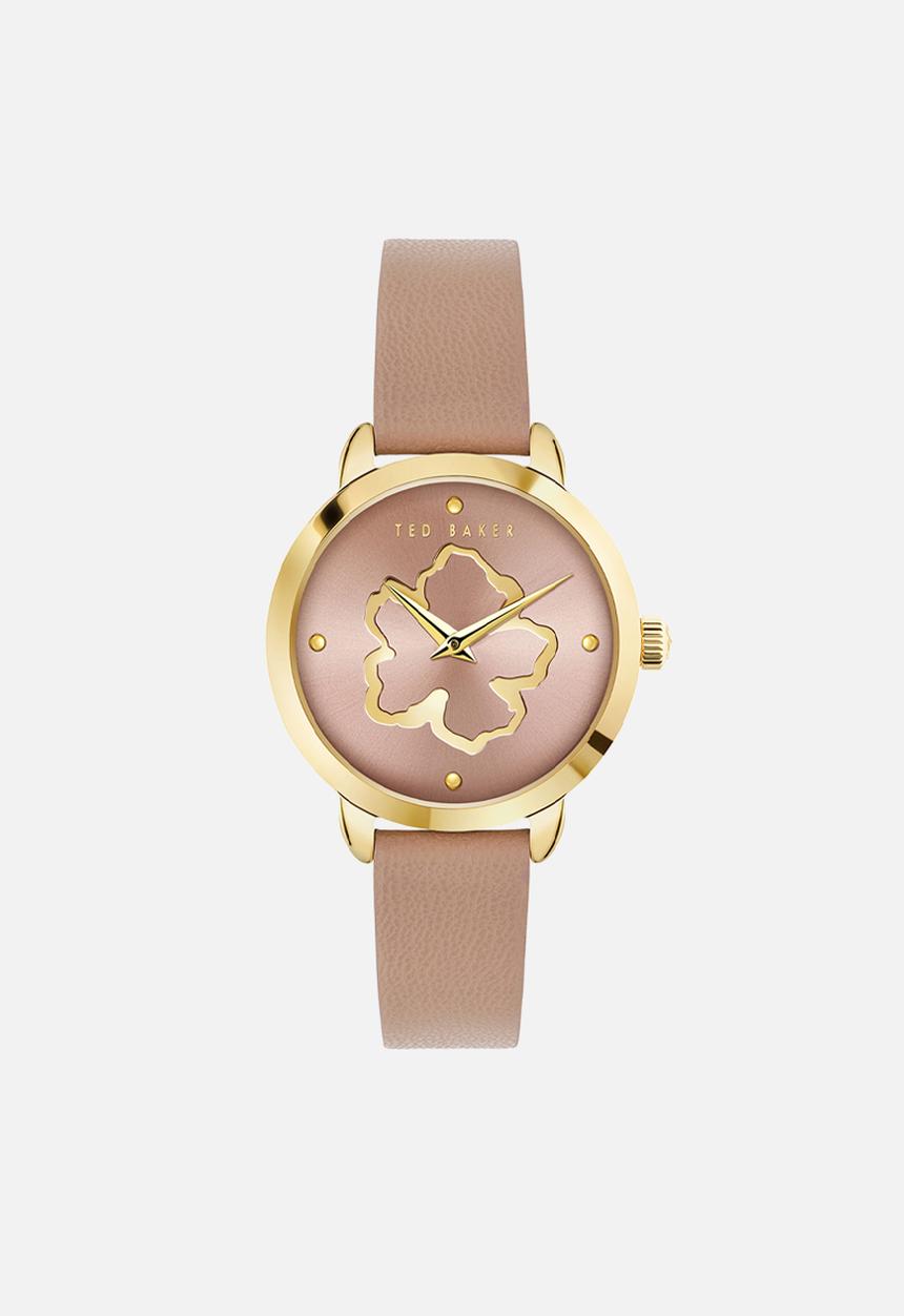 Ted Baker - Recycled sst yellow gold case light brown dial light brown vegan leather strap