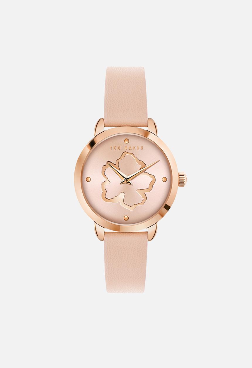 Ted Baker - Recycled sst rose gold case pink dial pink vegan leather strap
