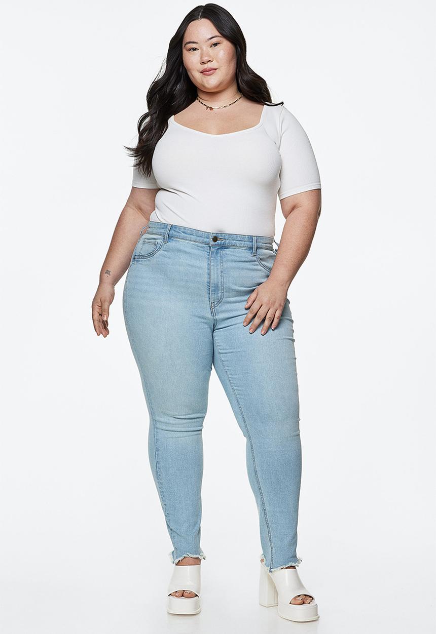 H&M - Curvy ultra high jeggings - light denim blue 