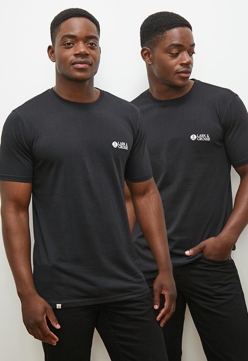 Lark & Crosse - 2-pack leo organic crew neck tee chest emrboidery - black