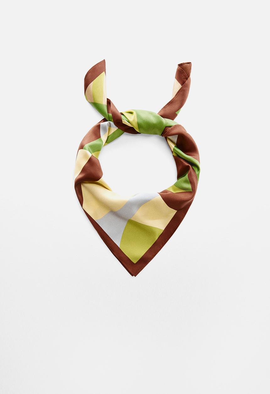 MANGO - Geometric printed foulard - green