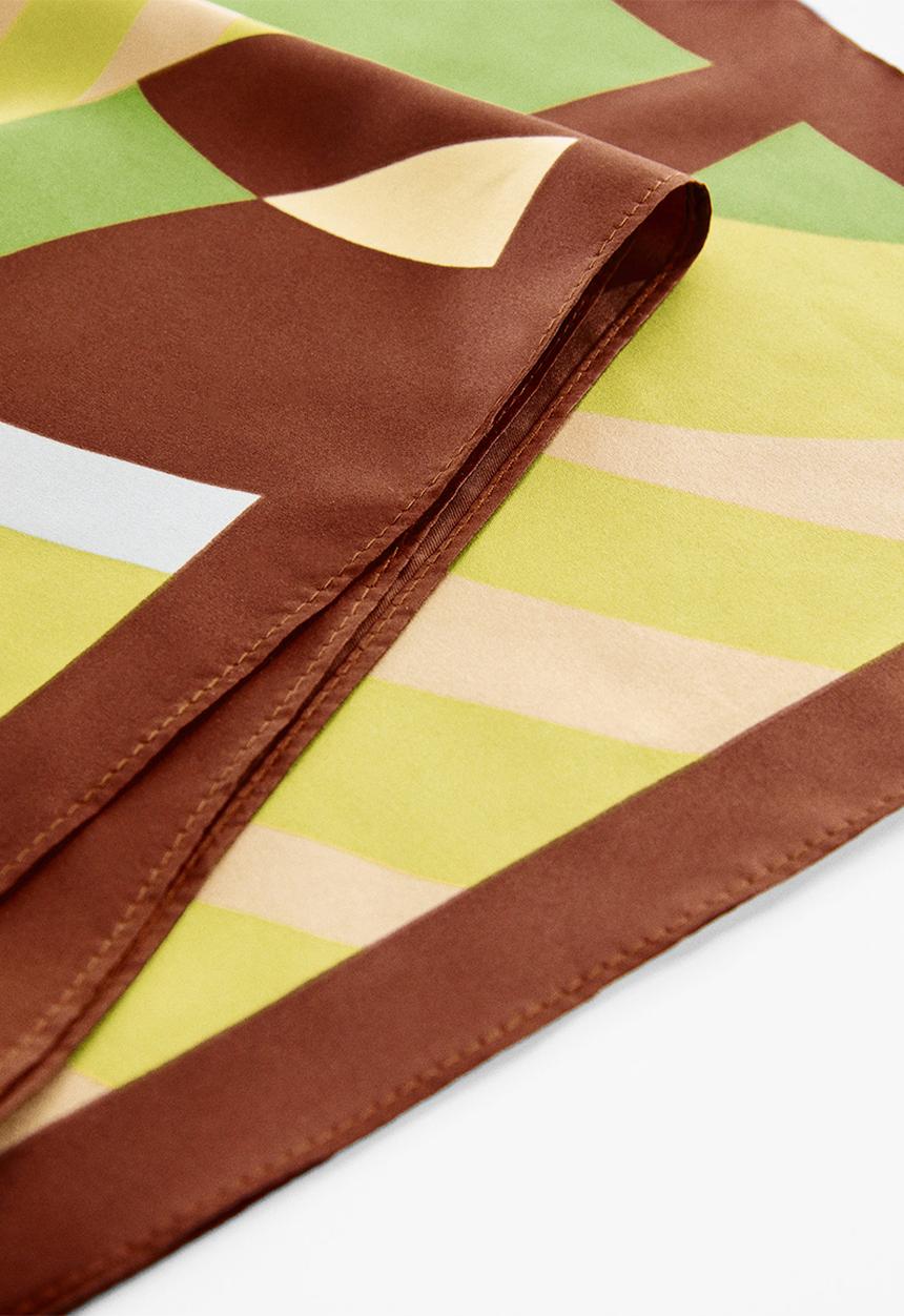 MANGO - Geometric printed foulard - green