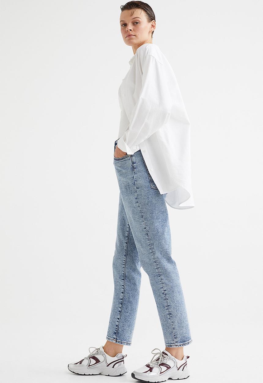 H&M - Mom ultra high ankle jeans - light denim blue