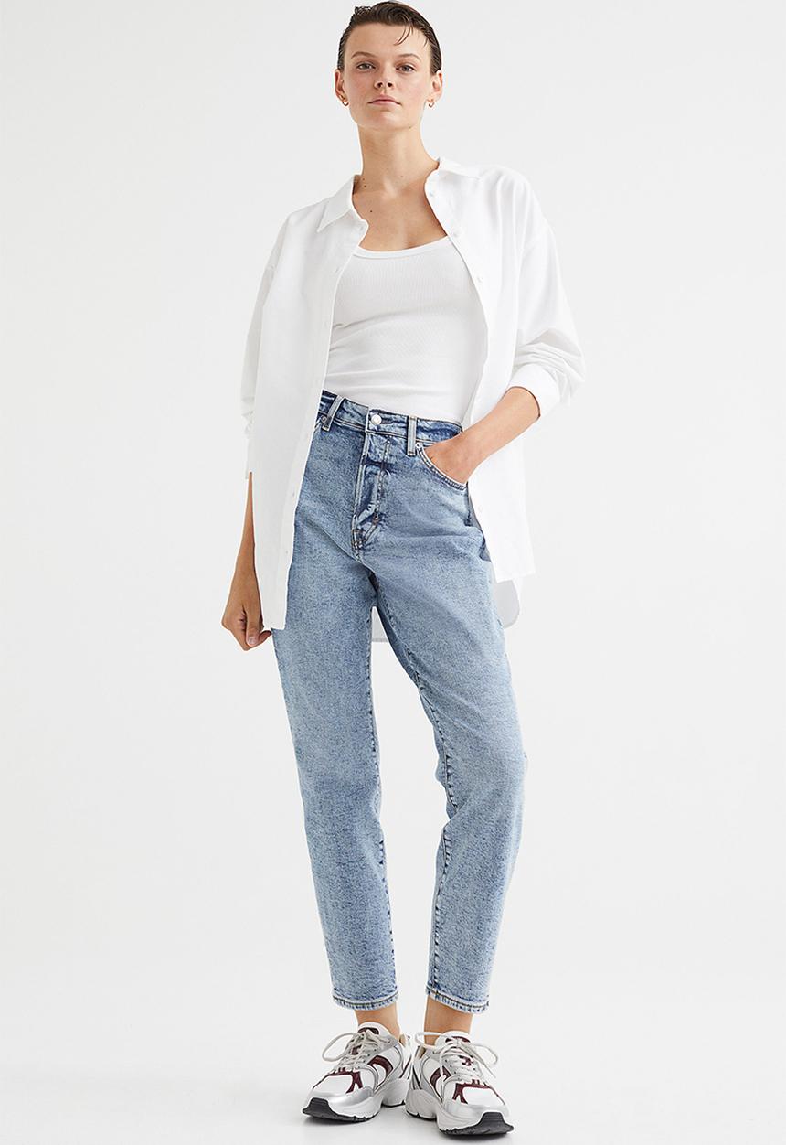 H&M - Mom ultra high ankle jeans - light denim blue