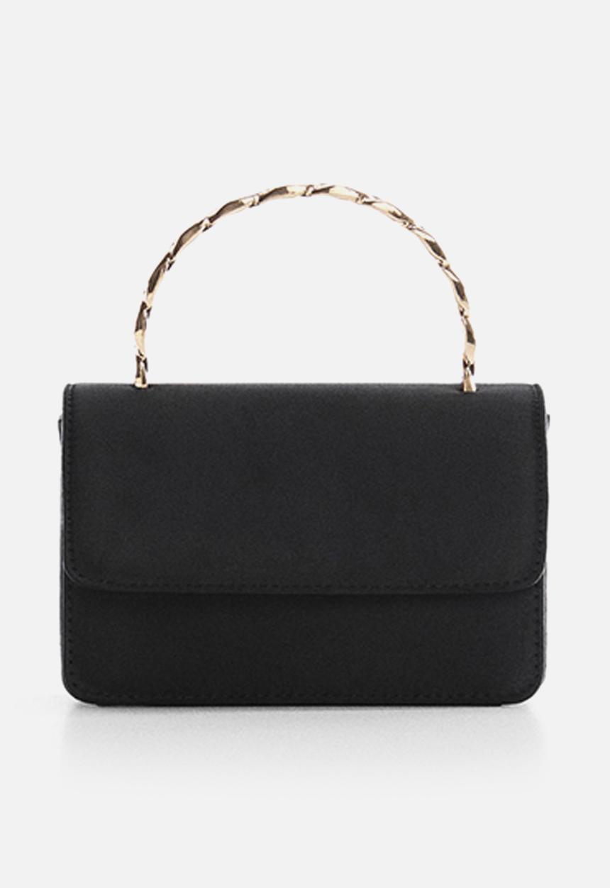 MANGO - Bag with short chain handle - black