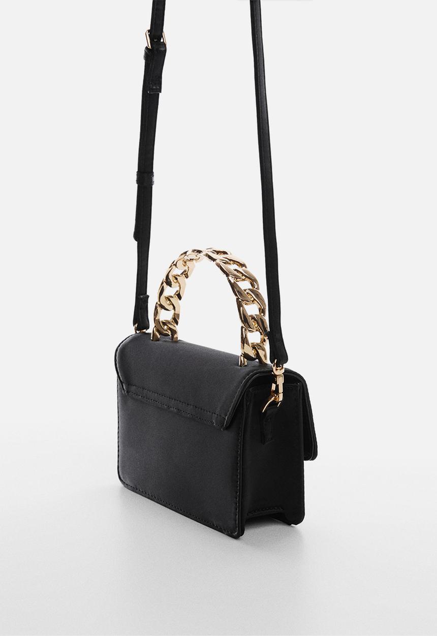 MANGO - Bag with short chain handle - black