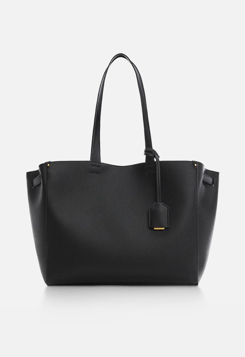MANGO - Shopper bag with double handle - black