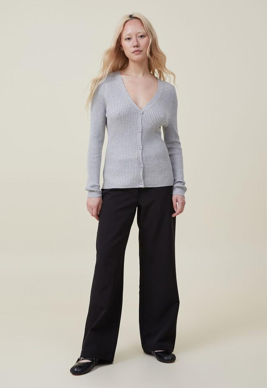 Cotton On - Urban v-neck button thru cardi - grey marle
