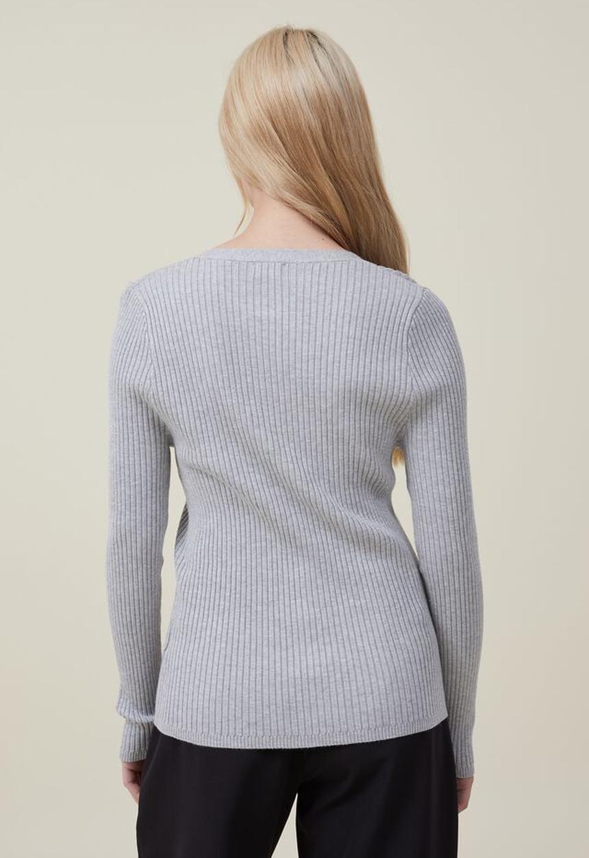 Cotton On - Urban v-neck button thru cardi - grey marle