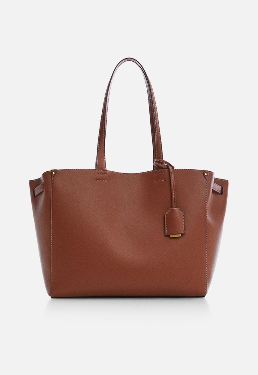 MANGO - Shopper bag with double handle - leather