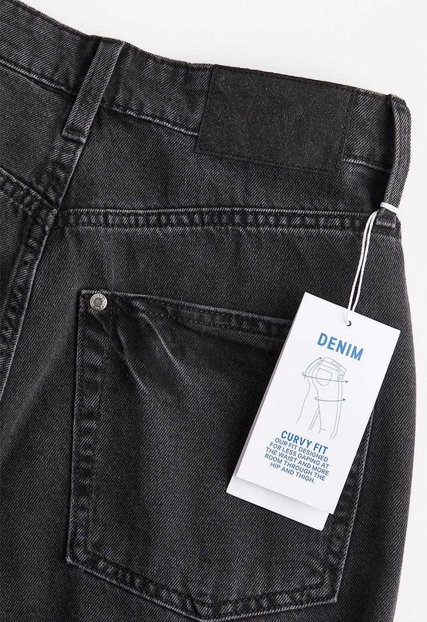 H&M - Curvy fit wide ultra high jeans - black
