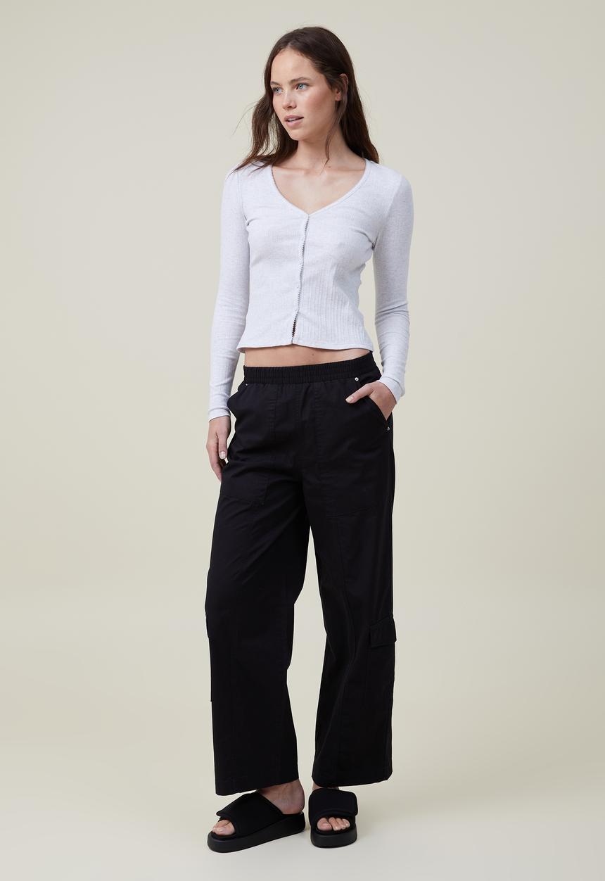 Cotton On - Moss button down long sleeve top - light grey marle