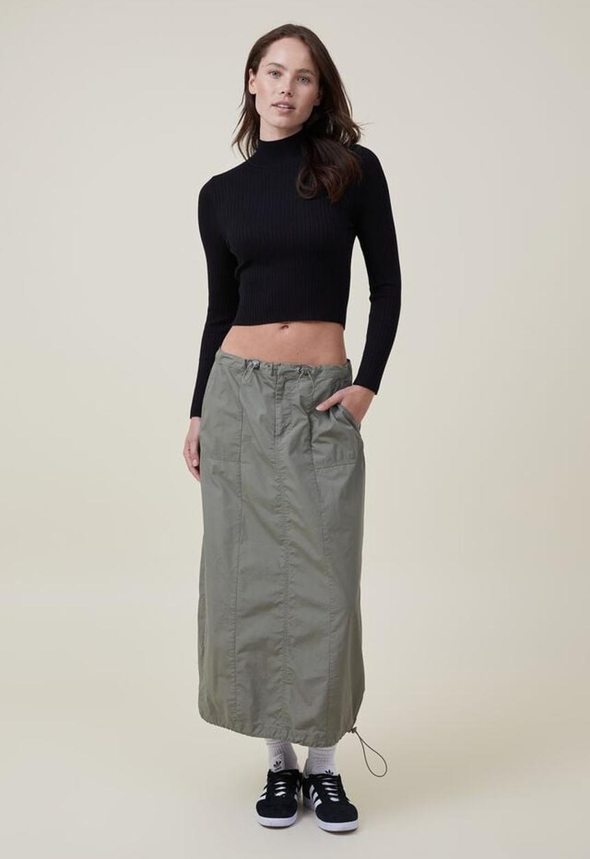 Cotton On - Urban rib mock neck top - black