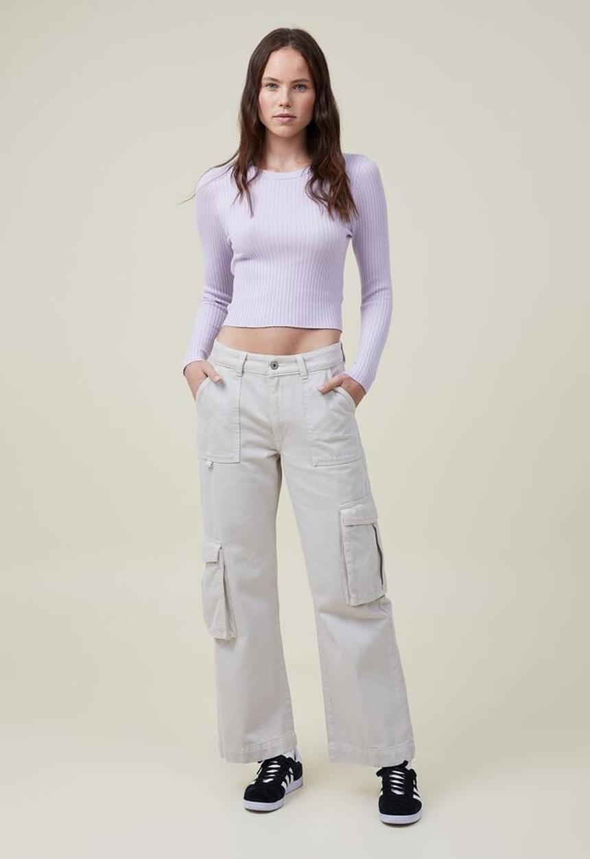 Cotton On - Urban rib crew neck top - soft lilac