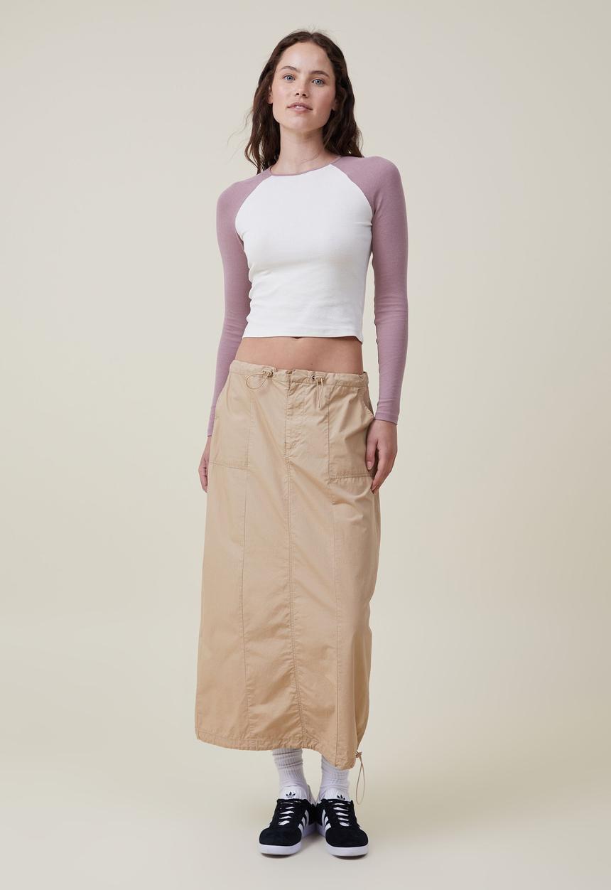 Cotton On - Jesse raglan long sleeve top - natural white/dusty mauve