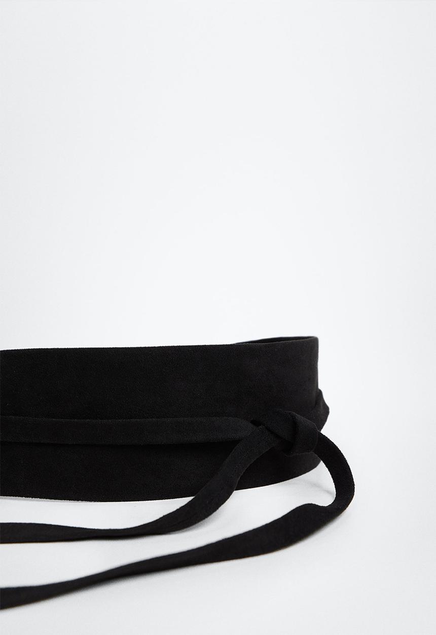 MANGO - Interwoven sash belt - black