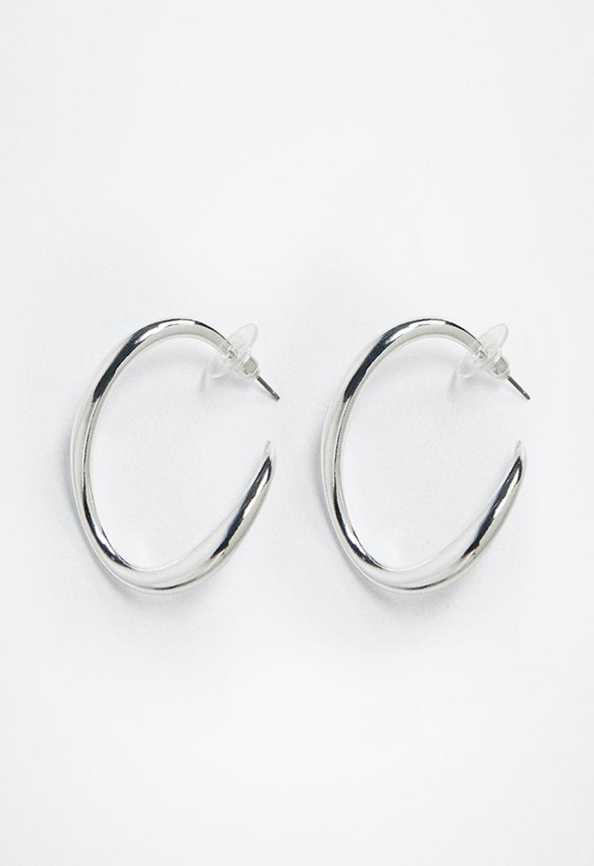 MANGO - Twisted hoop earrings - silver