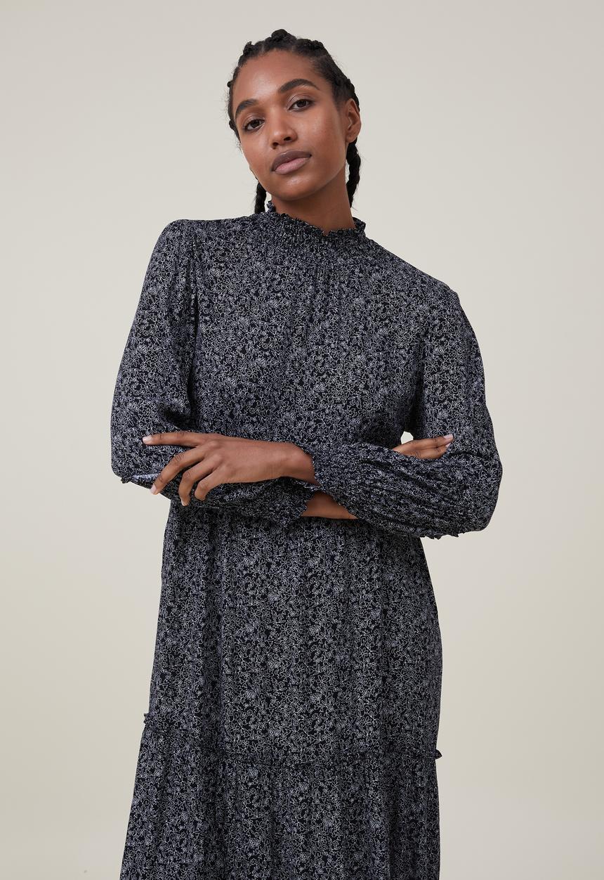 Cotton On - Tiered maxi dress - anika ditsy black