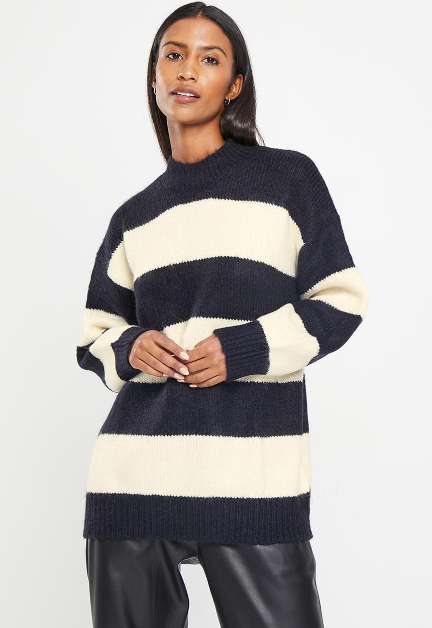 MANGO - Sweater carioque - navy & stone