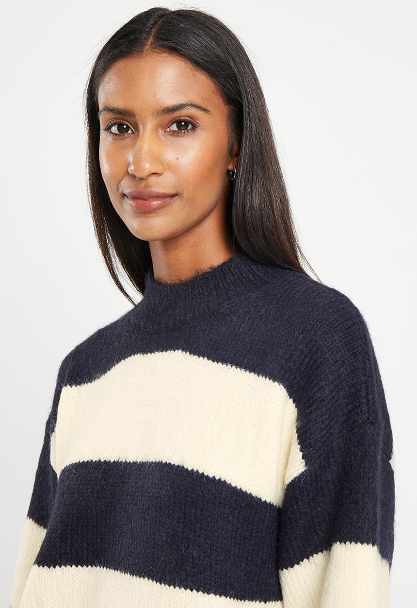 MANGO - Sweater carioque - navy & stone