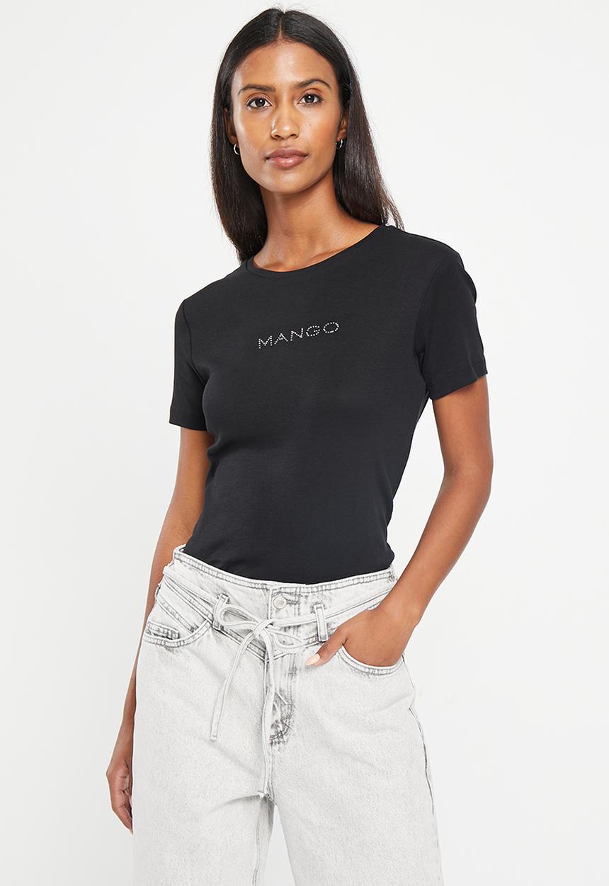 MANGO - T-shirt pstmng - black